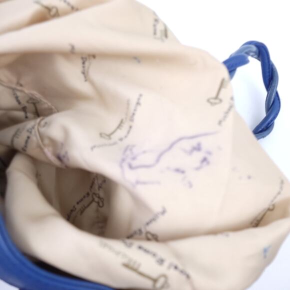 Michael Rome Designs Blue Pebbled Leather Shoulder Bag, Tassels, Twisted Handles - Picture 8 of 9